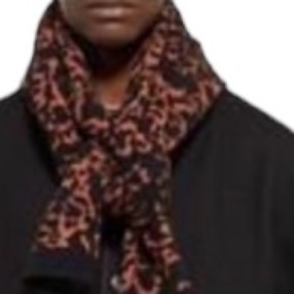 Men Cmmn Swd mustard yellow/black Cotton, Merino Wool and Cashmere-Scarf. - Picture 1 of 13